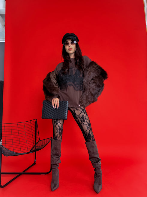 T-krekls "LACE TOP H19" - choco